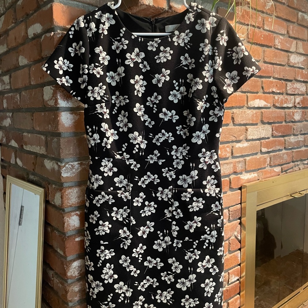 LOFT Black and White Floral Dress